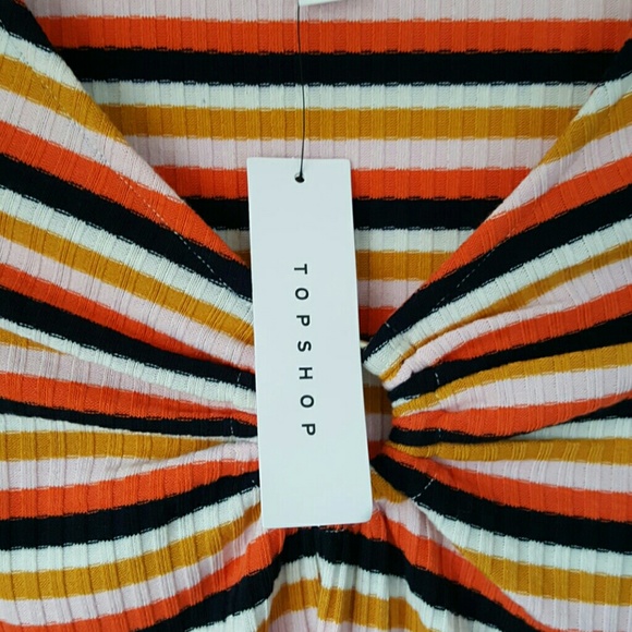 NWT TOPSHOP Stripe Ribbed Crop Top-Size 4 - Picture 6 of 7